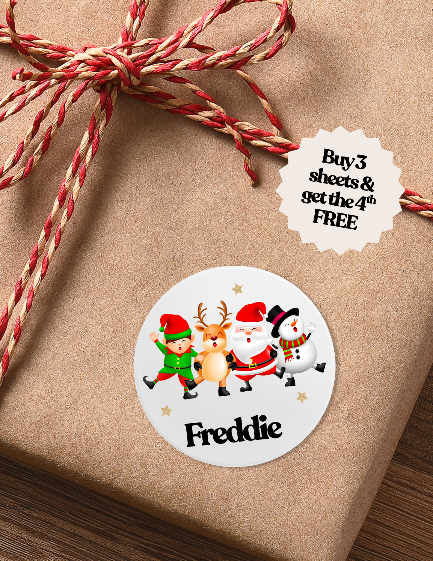 Personalised Glossy Christmas Stickers - 24 per sheet
