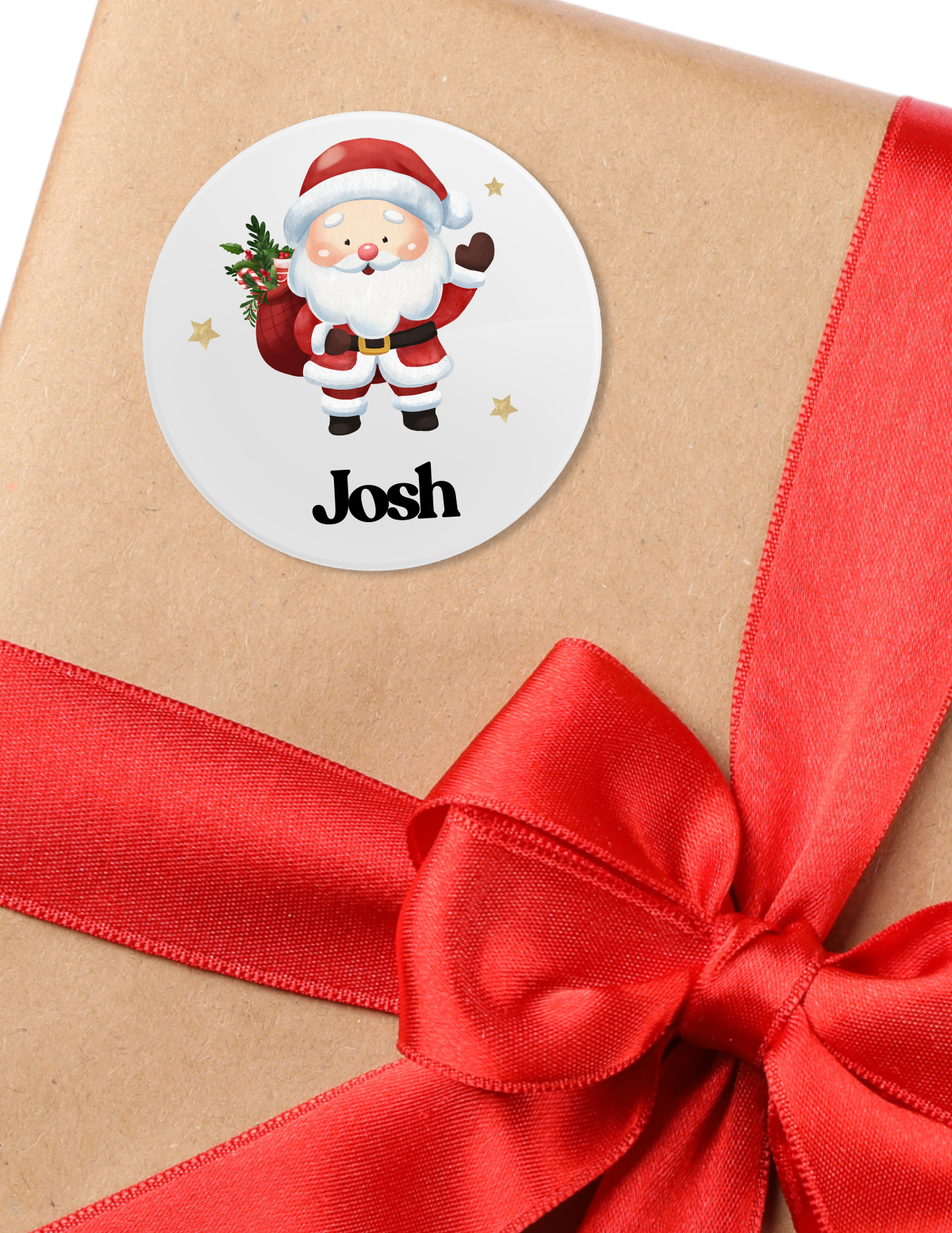 24 Personalised Santa Christmas Stickers
