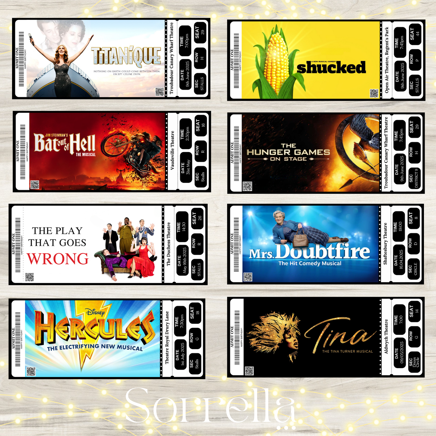 Personalised Printed Theatre Ticket