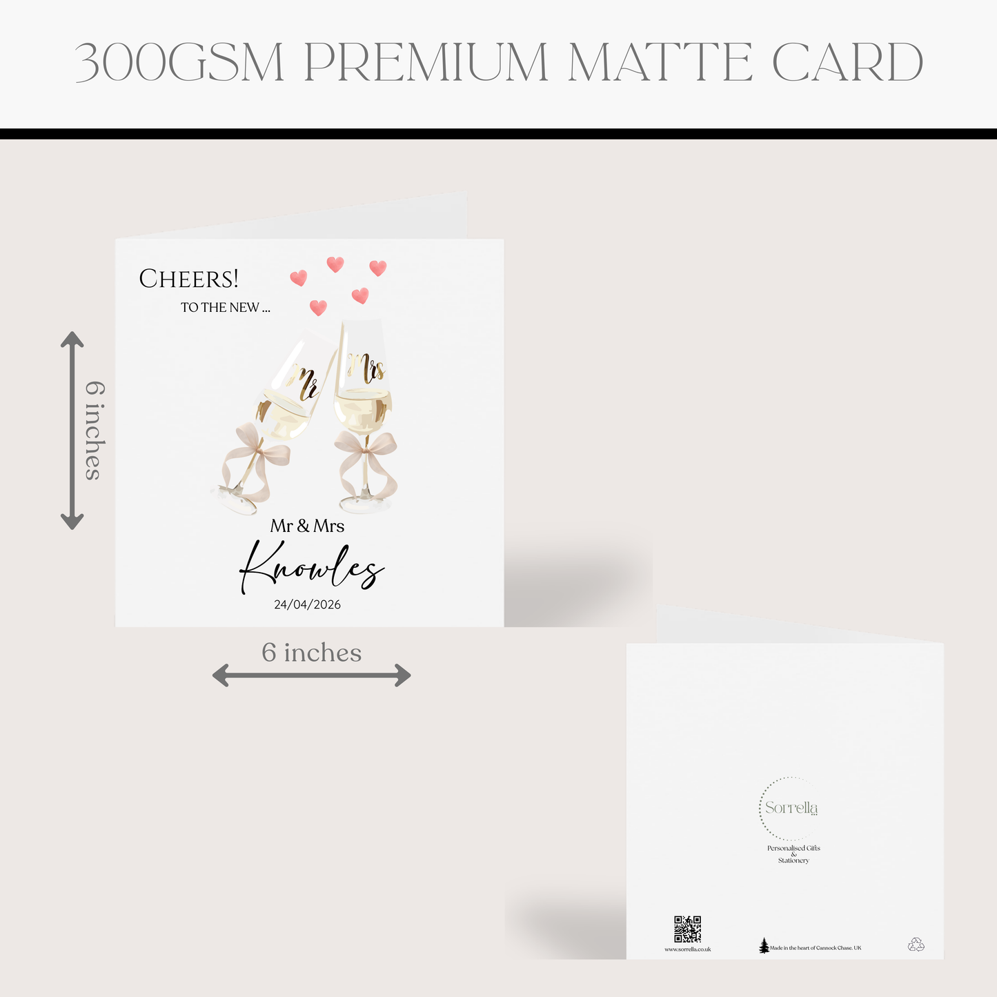 Personalised Champagne Wedding Card