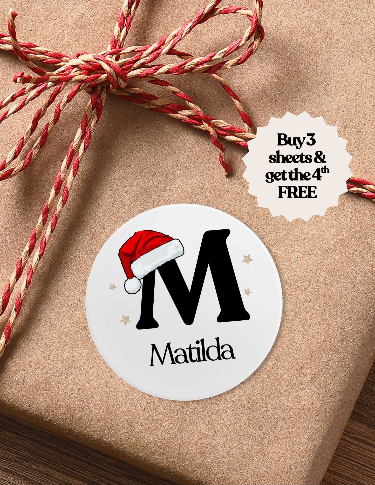 Personalised Glossy Christmas Stickers - 24 per sheet