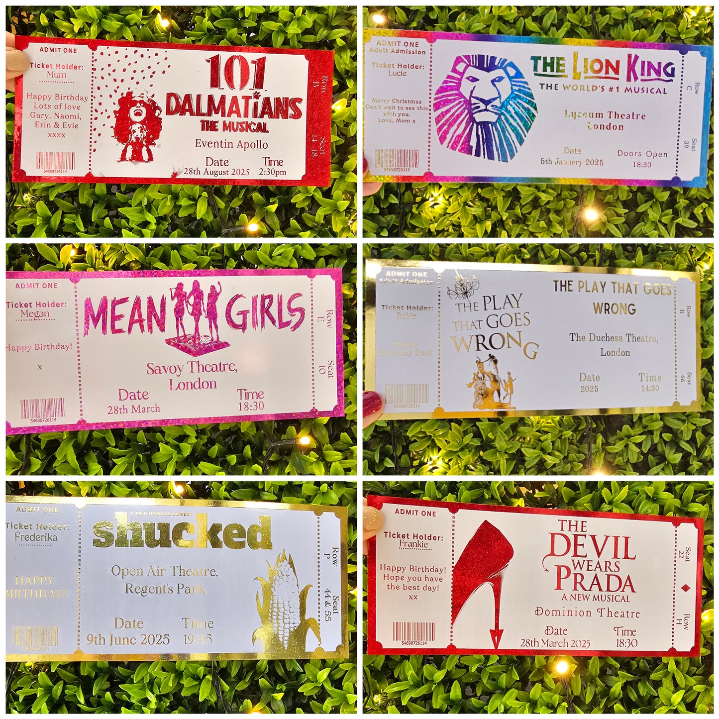 Personalised Foiled Theatre/ Show Ticket