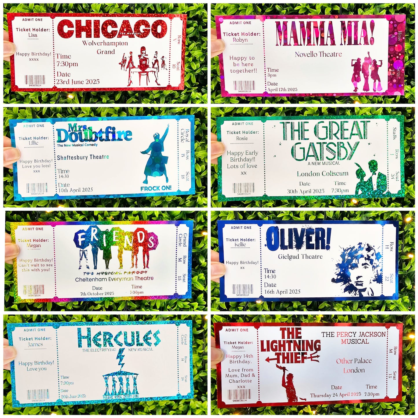 Personalised Foiled Theatre/ Show Ticket