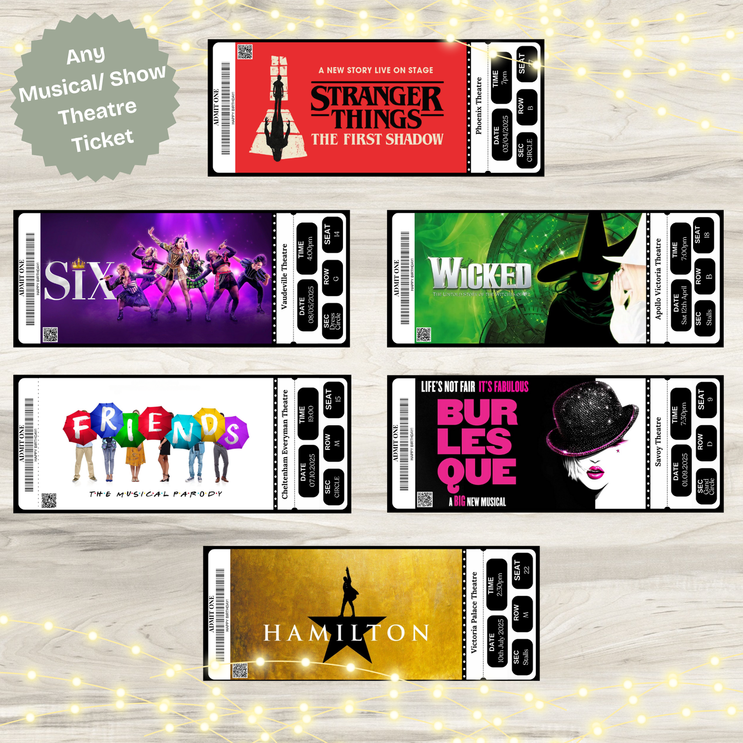 Personalised Printed Theatre Ticket