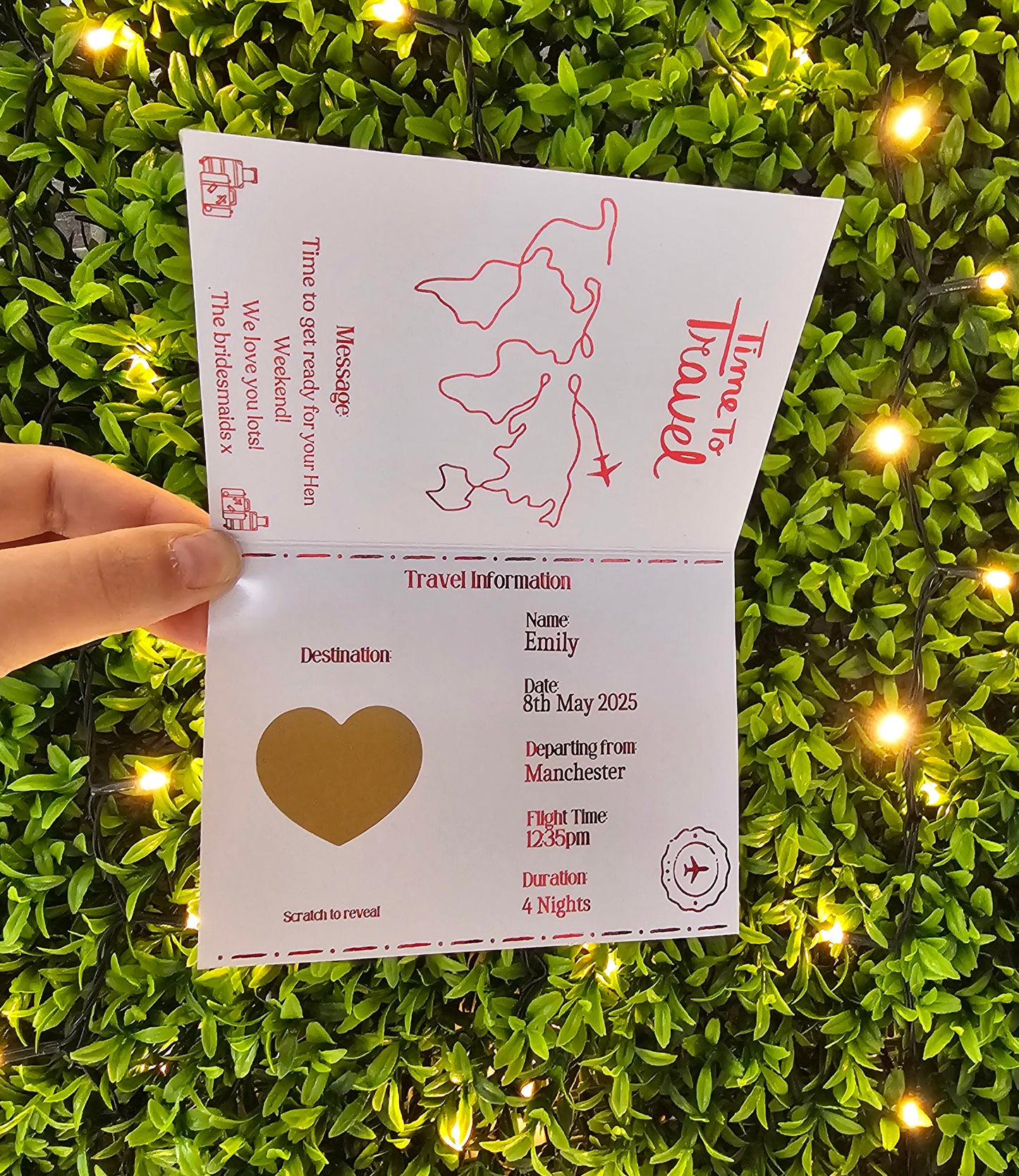 Personalised Scratch Reveal Passport Travel Ticket