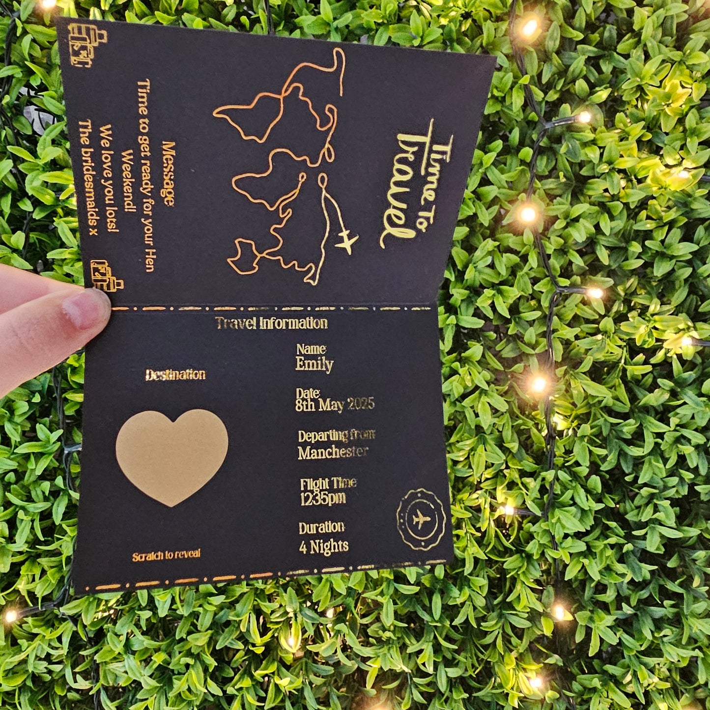 Personalised Scratch Reveal Passport Travel Ticket