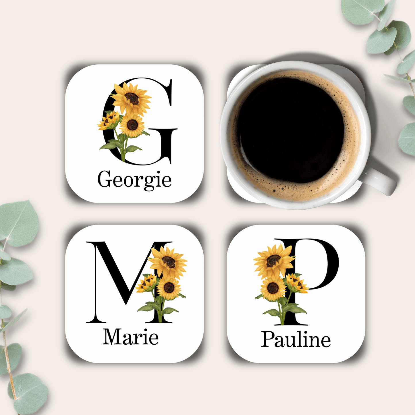 Personalised Sunflower Coaster