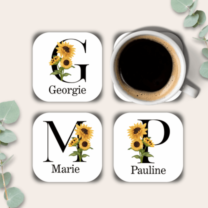 Personalised Sunflower Coaster