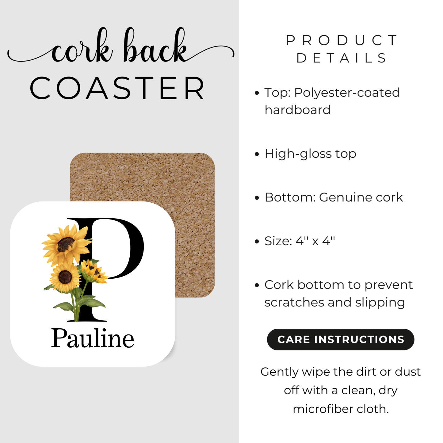 Personalised Sunflower Coaster