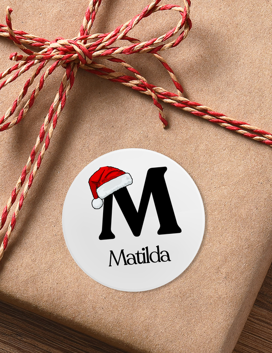 24 Personalised Santa Hat Stickers