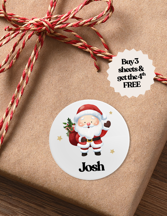 24 Personalised Santa Christmas Stickers