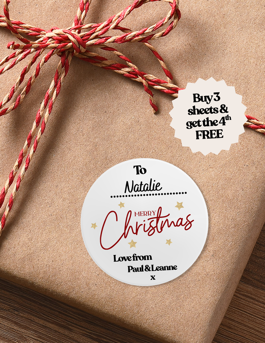 24 Personalised Glossy Christmas Stickers