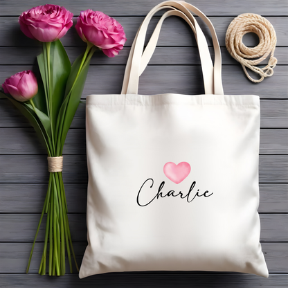 Personalised Heart Tote Bag
