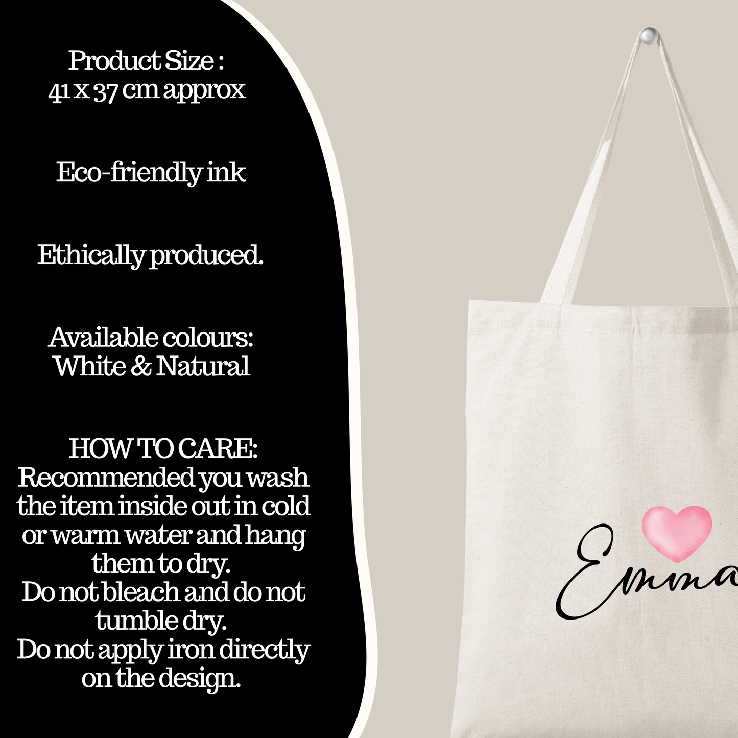 Personalised Heart Tote Bag