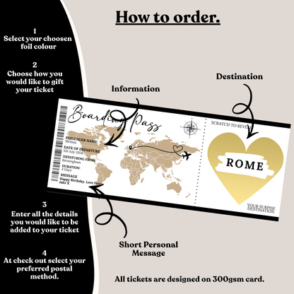 Personalised Boarding Pass - Gold