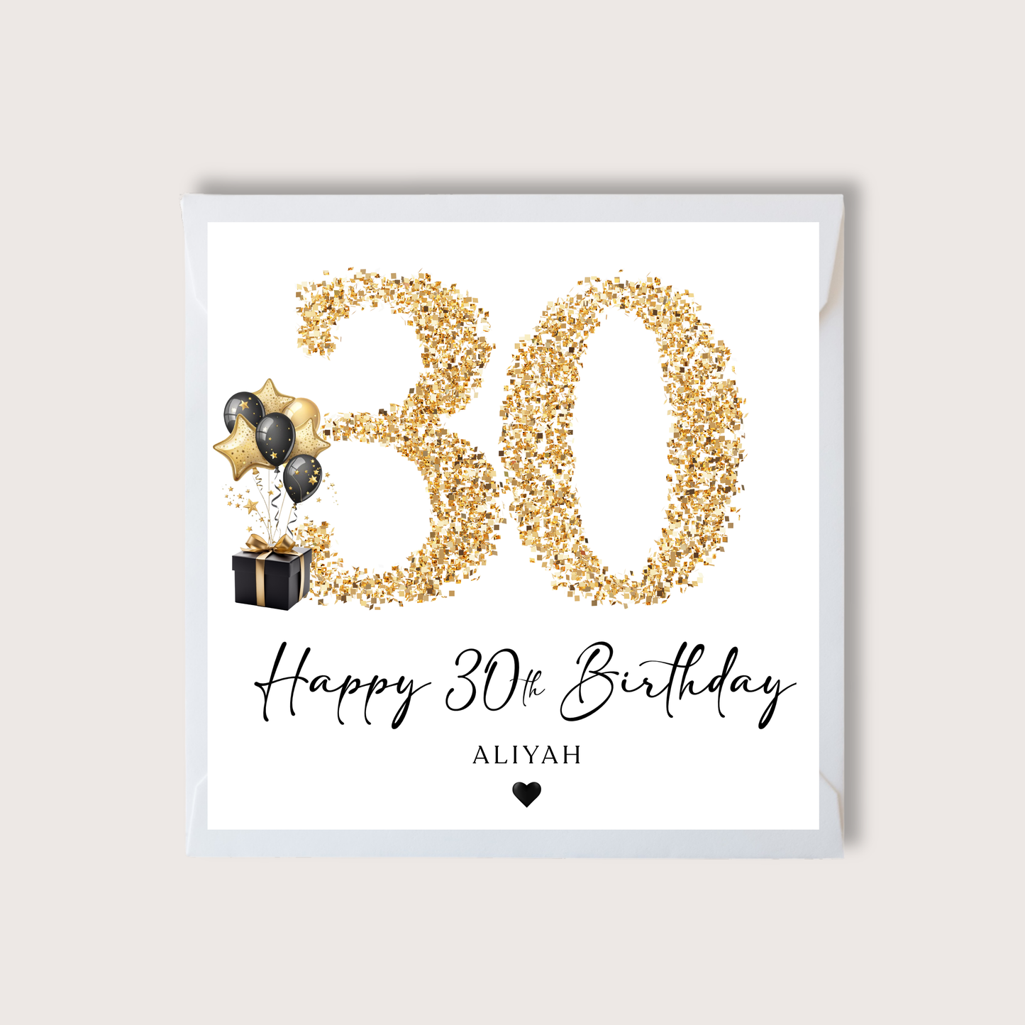 Any Age Gold Glitter Birthday Card