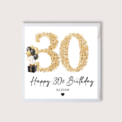 Any Age Gold Glitter Birthday Card