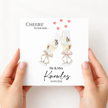Personalised Champagne Wedding Card