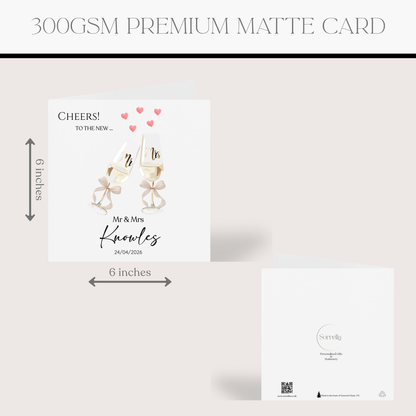 Personalised Champagne Wedding Card