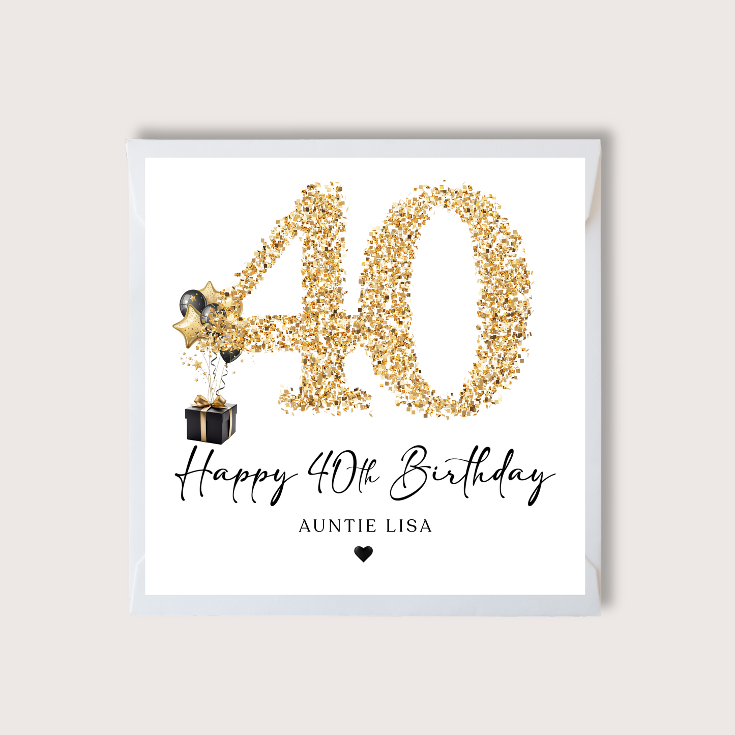 Any Age Gold Glitter Birthday Card