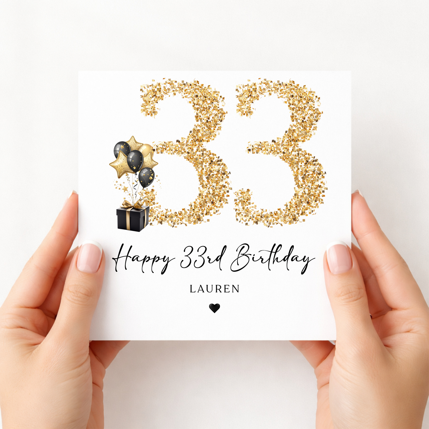 Any Age Gold Glitter Birthday Card
