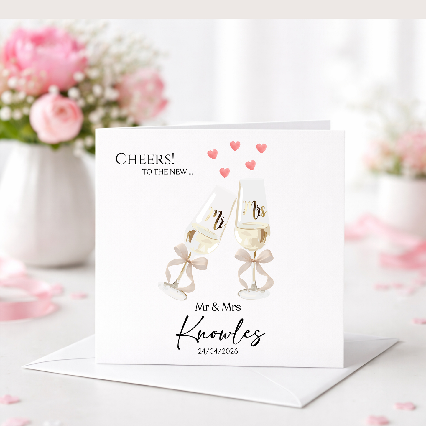 Personalised Champagne Wedding Card