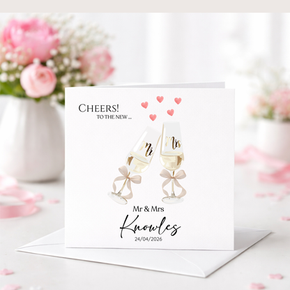 Personalised Champagne Wedding Card
