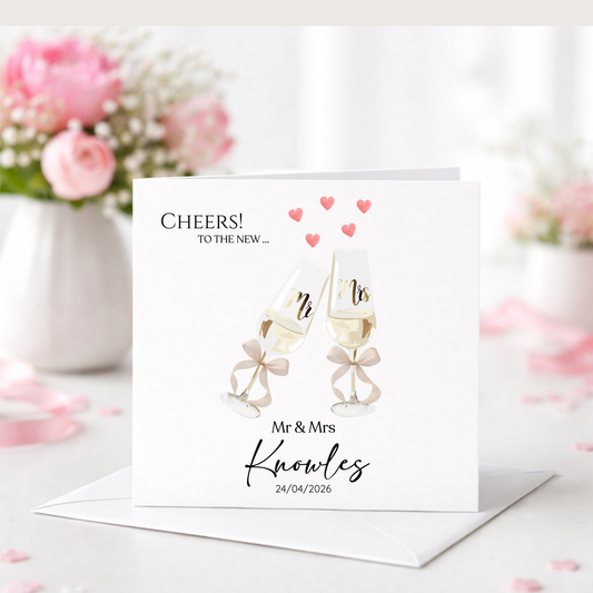 Personalised Champagne Wedding Card