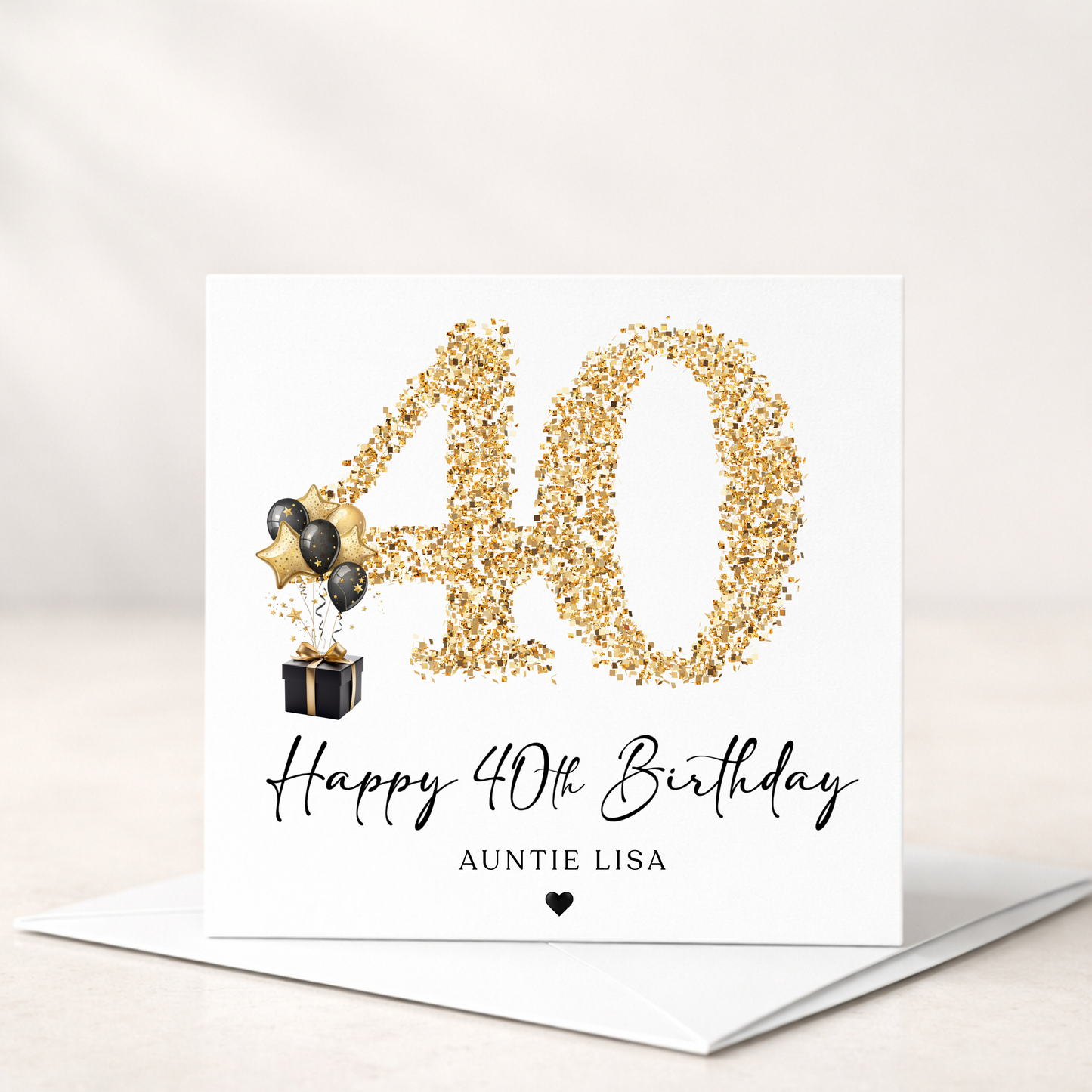 Any Age Gold Glitter Birthday Card