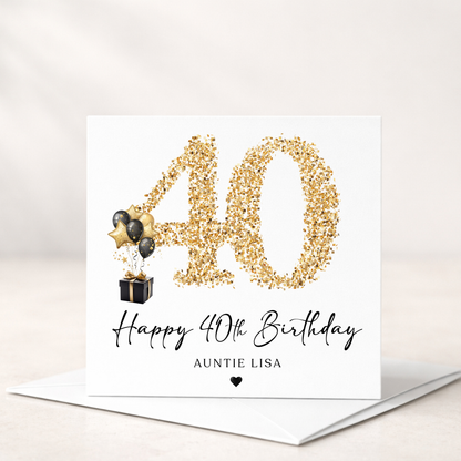 Any Age Gold Glitter Birthday Card