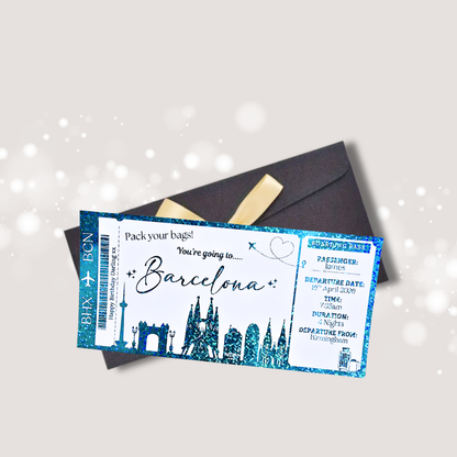 Barcelona Boarding Pass Ticket - Skyline