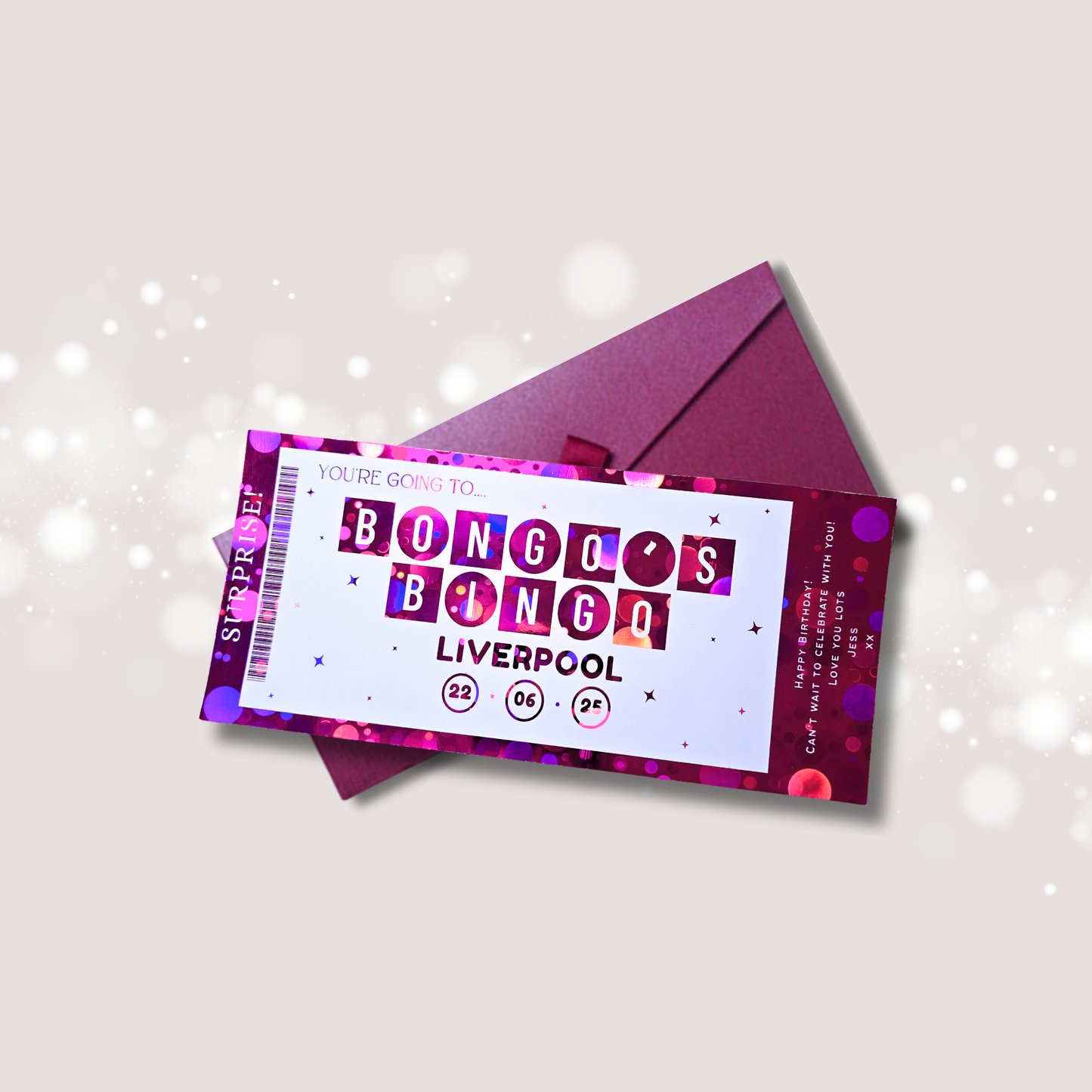 Personalised Bongo's Bingo Ticket