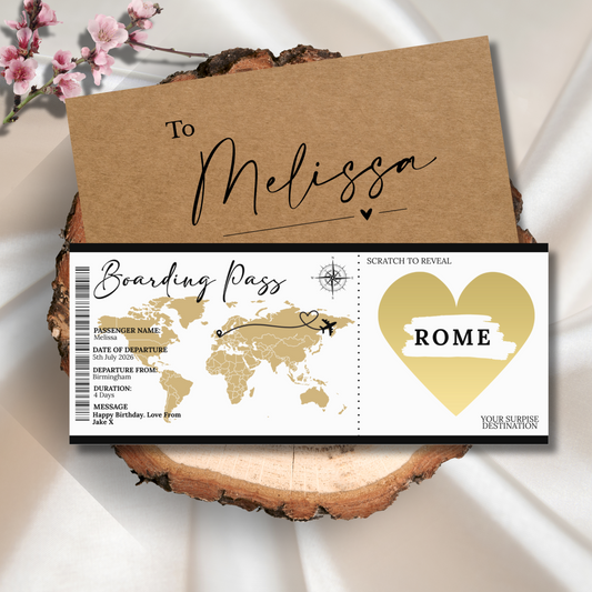 Personalised Boarding Pass - Gold