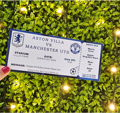 Personalised Football Match Ticket