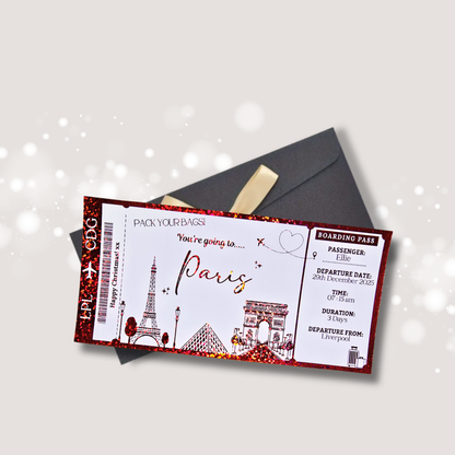 Personalised Paris Boarding Pass Ticket