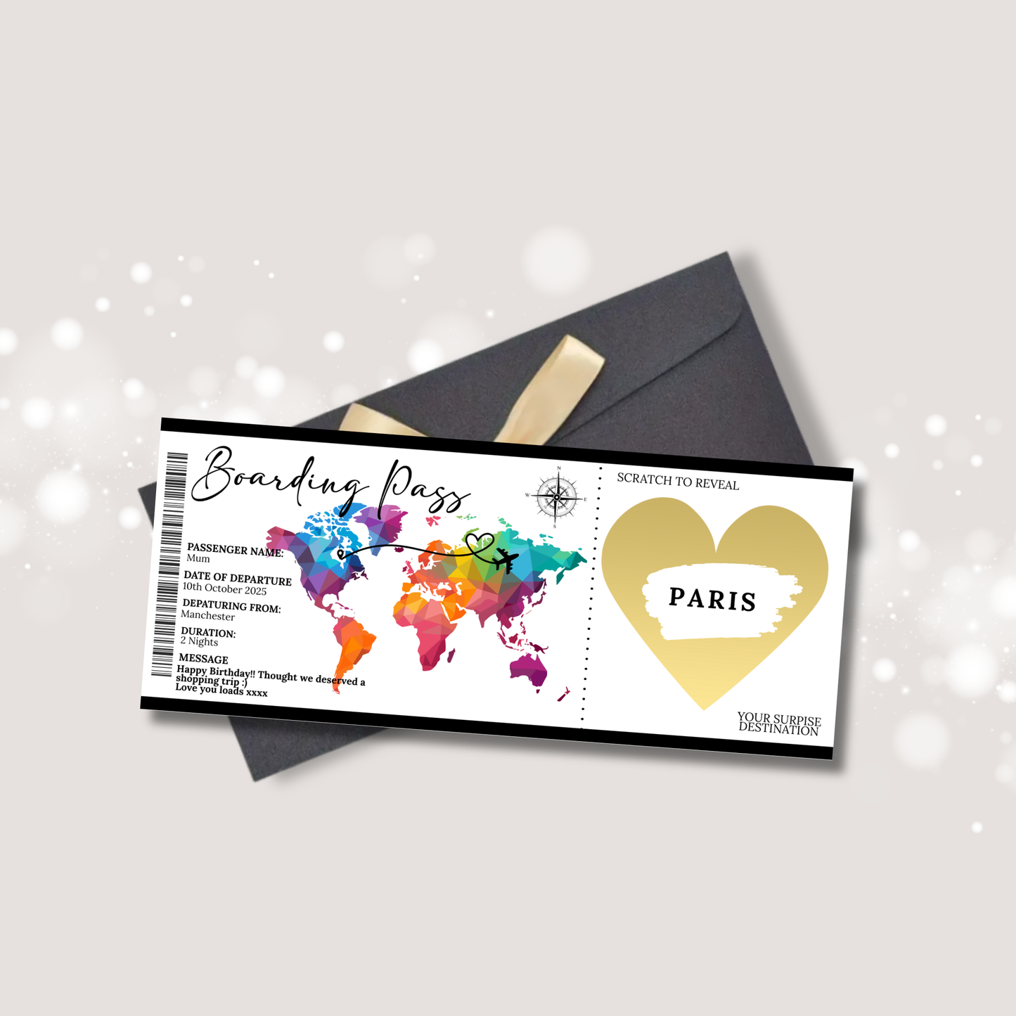 Personalised Boarding Pass - Rainbow