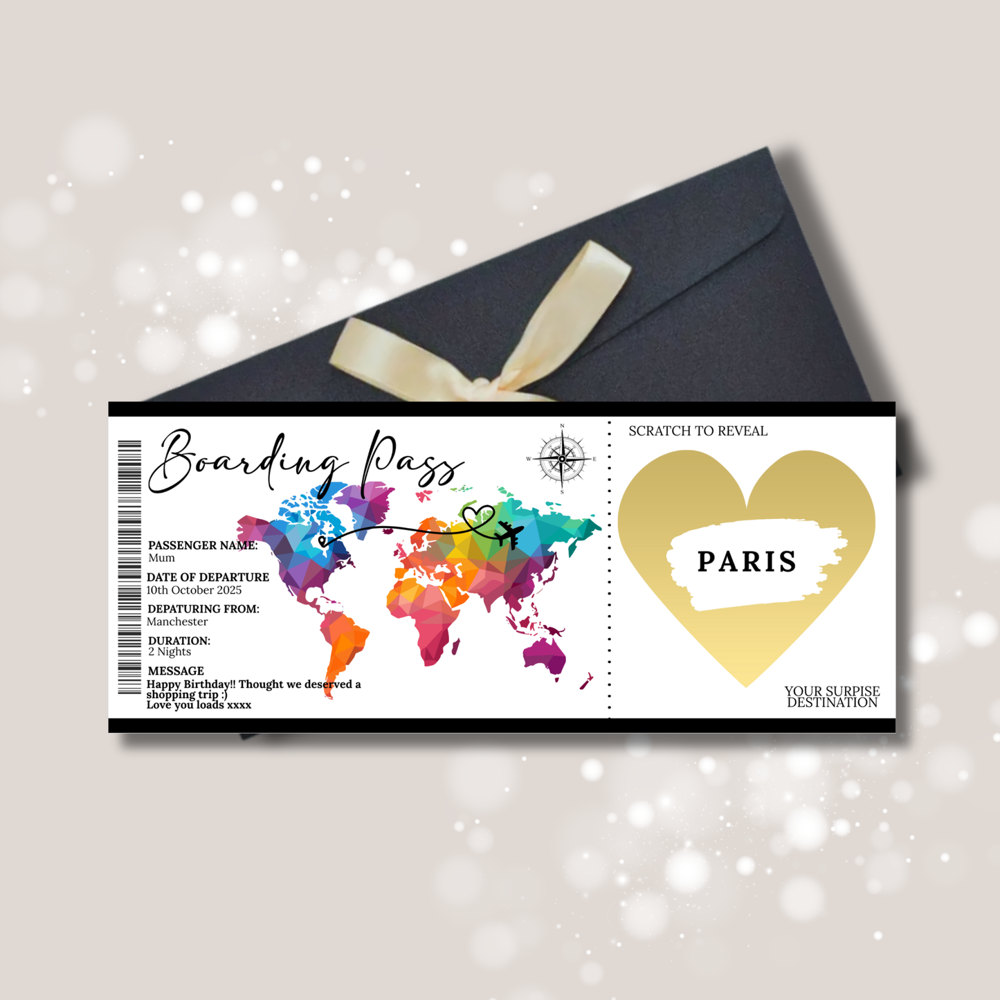 Personalised Boarding Pass - Gold