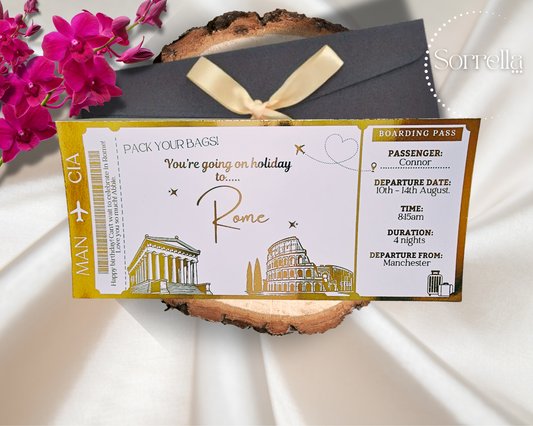 Personalised Rome Boarding Pass Ticket